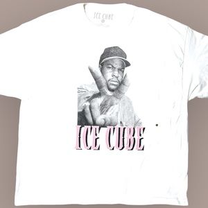 NWOT Ice Cube Official Peace Sign Graphic T-Shirt White Pink Unisex 3XL *FLAW